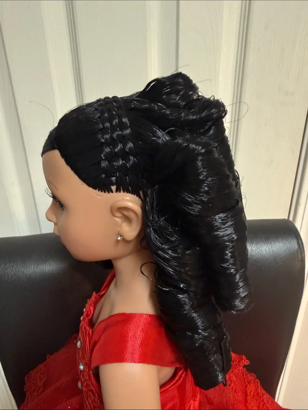 24-inch Quinceañera Keepsake Doll Wearing A Layered, sparkly Red Gown.